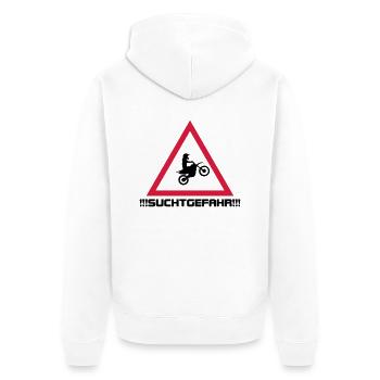 motocross suchtgefahr - Unisex Premium Bio Zip Hoodie - Weiß - Hinten - Thijin (182cm)