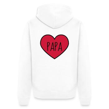 Papa Fête des Pères Naissance Bébé Anniversaire - Veste à capuche bio Premium Unisexe - blanc - Dos - Thijin (182cm)