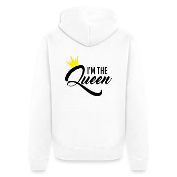 I'm the Queen - Unisex Premium Bio Zip Hoodie - Weiß - Hinten - Thijin (182cm)