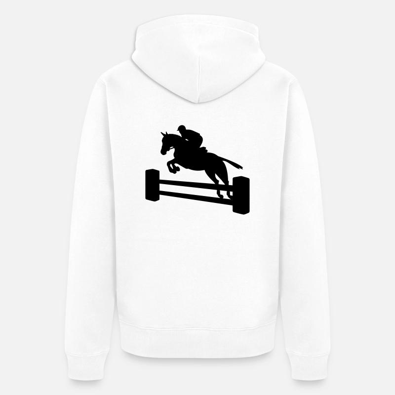 Springreiter einfarbig - Unisex Premium Bio Zip Hoodie - Weiß