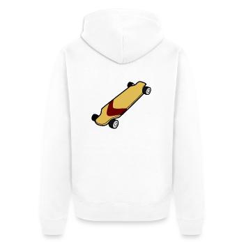 Ein schönes Longboard - Unisex Premium Bio Zip Hoodie - Weiß - Hinten - Thijin (182cm)