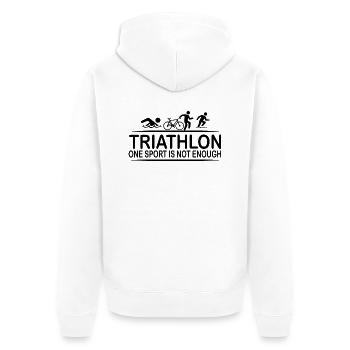 Triathlon Marathon Swim Bike Run - Unisex Premium Bio Zip Hoodie - Weiß - Hinten - Thijin (182cm)