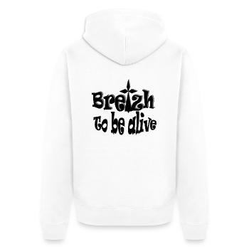Breizh soll am Leben sein - Unisex Premium Bio Zip Hoodie - Weiß - Hinten - Thijin (182cm)