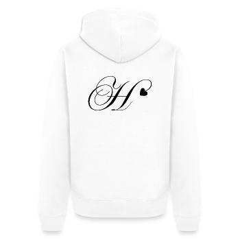 Buchstabe h Herz Kalligraphie - Unisex Premium Bio Zip Hoodie - Weiß - Hinten - Thijin (182cm)