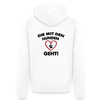 die mit den hunden geht - Unisex Premium Bio Zip Hoodie - Weiß - Hinten - Thijin (182cm)