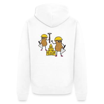 Handwerker Erdnuss Sandburg Maurer bauen Bauherr - Unisex Premium Bio Zip Hoodie - Weiß - Hinten - Thijin (182cm)