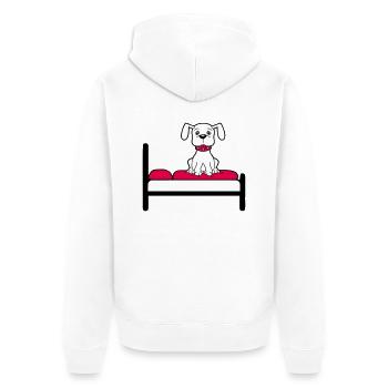 Hund Auf Bett Entspannt Schlafen Schlafzimmer Süß - Unisex Premium Bio Zip Hoodie - Weiß - Hinten - Thijin (182cm)