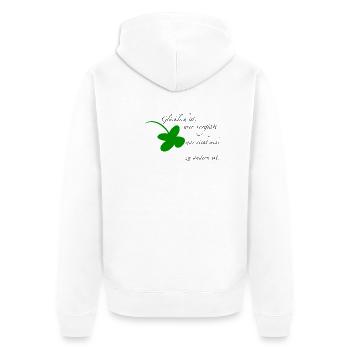 Glück - Unisex Premium Bio Zip Hoodie - Weiß - Hinten - Thijin (182cm)