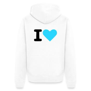 I love - I heart - Unisex Premium Organic Zip Hoodie - white - Back - Thijin (182cm)