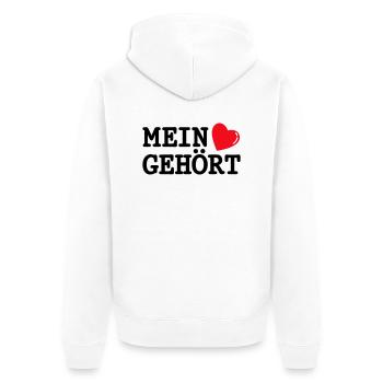 Mein Herz gehört... - Unisex Premium Bio Zip Hoodie - Weiß - Hinten - Thijin (182cm)