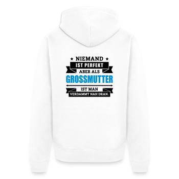 Funshirt Großmutter - Unisex Premium Bio Zip Hoodie - Weiß - Hinten - Thijin (182cm)