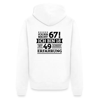 Zum 67. Geburtstag! - Unisex Premium Bio Zip Hoodie - Weiß - Hinten - Thijin (182cm)