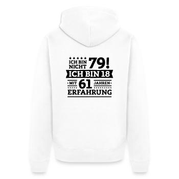 Zum 79. Geburtstag! - Unisex Premium Bio Zip Hoodie - Weiß - Hinten - Thijin (182cm)