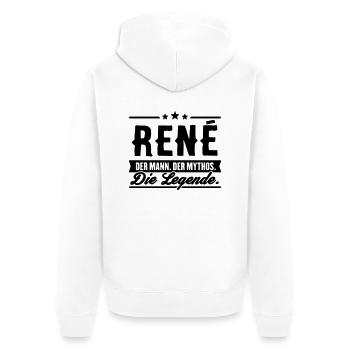 Man Myth Légende René - Veste à capuche bio Premium Unisexe - blanc - Dos - Thijin (182cm)