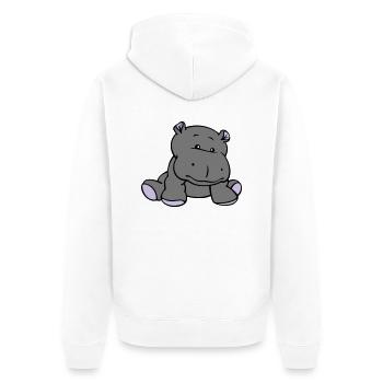 Hippo- / Nilpferd- / Flusspferd-Baby (3C) - Unisex Premium Bio Zip Hoodie - Weiß - Hinten - Thijin (182cm)