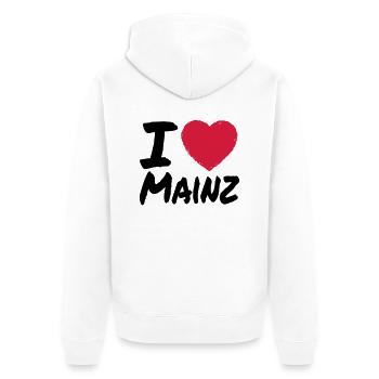 I Love Mainz - Unisex Premium Bio Zip Hoodie - Weiß - Hinten - Thijin (182cm)