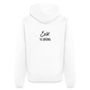 Erik - Unisex Premium Bio Zip Hoodie - Weiß - Hinten - Thijin (182cm)