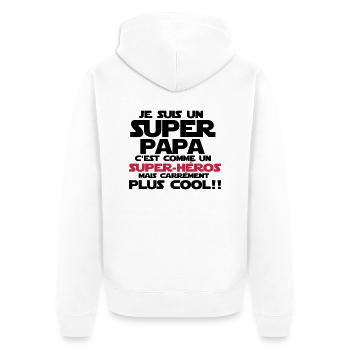 c'est comme un super-héros(super papa) - Veste à capuche bio Premium Unisexe - blanc - Dos - Thijin (182cm)