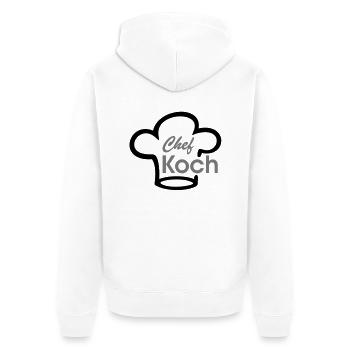 Chefkoch Kochmütze Koch kochen - Unisex Premium Bio Zip Hoodie - Weiß - Hinten - Thijin (182cm)