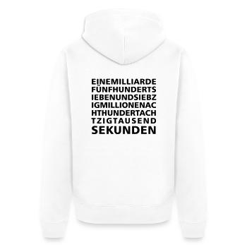50 years in seconds 1 - Unisex Premium Organic Zip Hoodie - white - Back - Thijin (182cm)