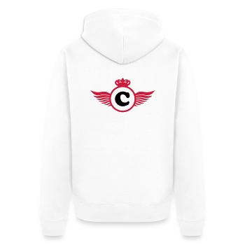 C Design - Unisex Premium Bio Zip Hoodie - Weiß - Hinten - Thijin (182cm)