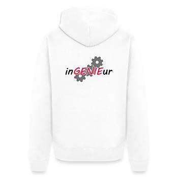 inGENIEur - Unisex Premium Bio Zip Hoodie - Weiß - Hinten - Thijin (182cm)