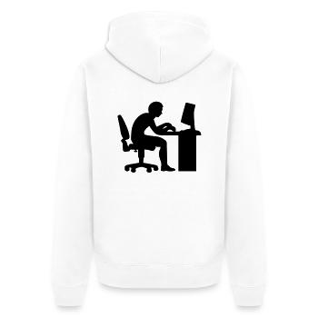 Büro Computer - Unisex Premium Bio Zip Hoodie - Weiß - Hinten - Thijin (182cm)