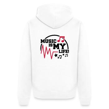 music_is_my_life_design_fa2 - Unisex Premium Bio Zip Hoodie - Weiß - Hinten - Thijin (182cm)