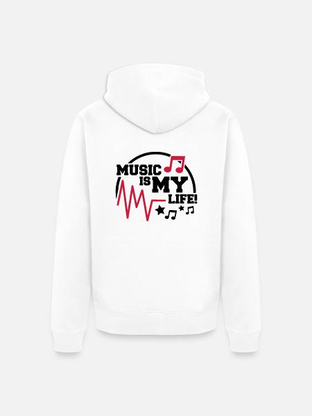music_is_my_life_design_fa2 - Uniseks Premium bio ziphoodie - wit
