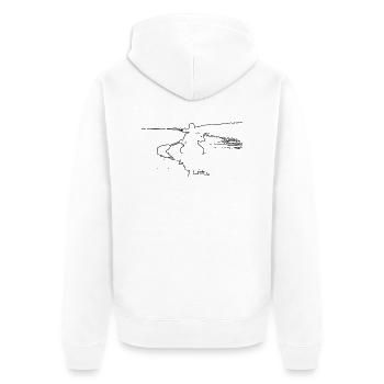 Kajak - Unisex Premium Bio Zip Hoodie - Weiß - Hinten - Thijin (182cm)