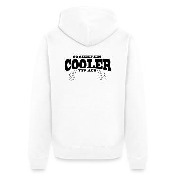 Cooler Typ - Unisex Premium Bio Zip Hoodie - Weiß - Hinten - Thijin (182cm)
