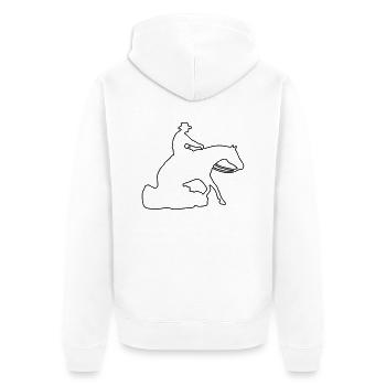 Sliding Stop Silhoutte Rand - Unisex Premium Bio Zip Hoodie - Weiß - Hinten - Thijin (182cm)