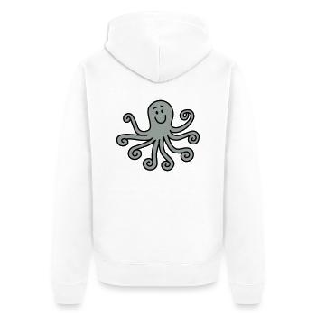 Krake - Unisex Premium Bio Zip Hoodie - Weiß - Hinten - Thijin (182cm)