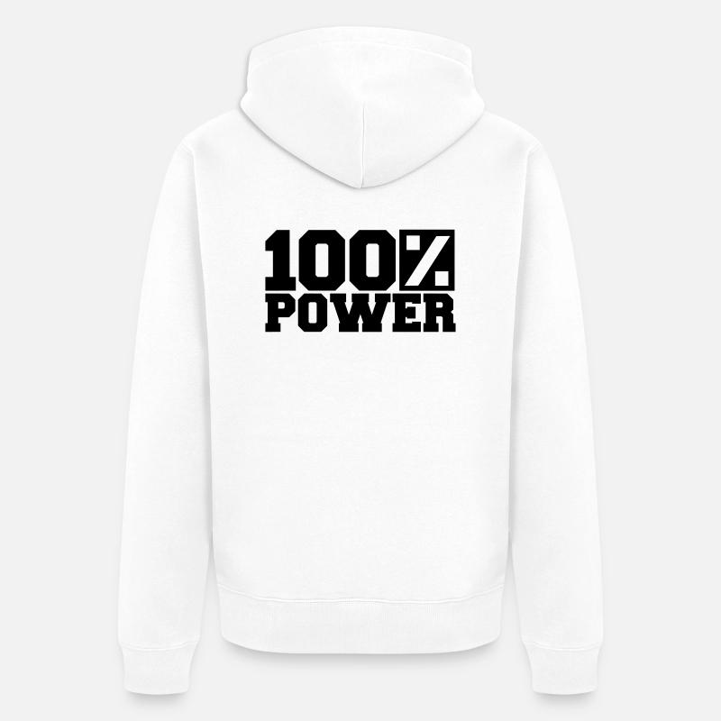 Logo 100 % de puissance - Veste à capuche bio Premium Unisexe - blanc