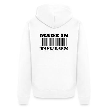 Made in TOULON - Veste à capuche bio Premium Unisexe - blanc - Dos - Thijin (182cm)