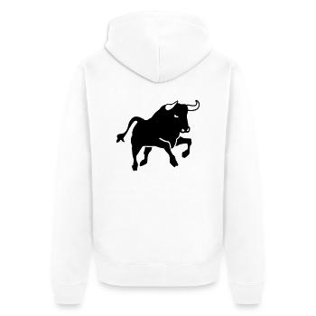 Stier - Unisex Premium Bio Zip Hoodie - Weiß - Hinten - Thijin (182cm)