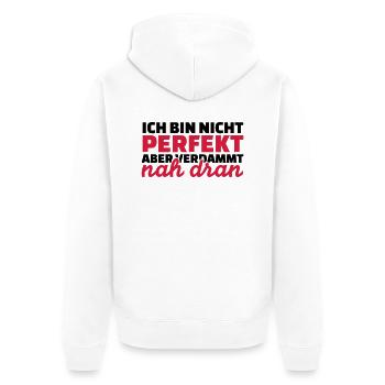 Perfekt - Unisex Premium Bio Zip Hoodie - Weiß - Hinten - Thijin (182cm)