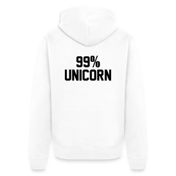 99% unicorn - Unisex Premium Organic Zip Hoodie - white - Back - Thijin (182cm)