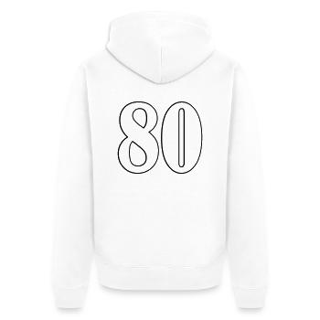 80 - Unisex Premium Bio Zip Hoodie - Weiß - Hinten - Thijin (182cm)