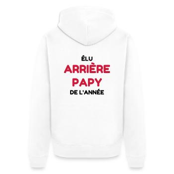 Arrière Papy / Grand Père / Bébé / Naissance - Veste à capuche bio Premium Unisexe - blanc - Dos - Thijin (182cm)