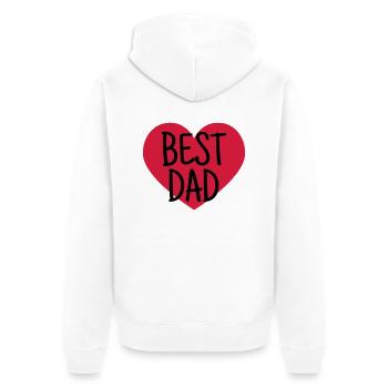 Papa Fête des Pères Naissance Bébé Anniversaire - Veste à capuche bio Premium Unisexe - blanc - Dos - Thijin (182cm)