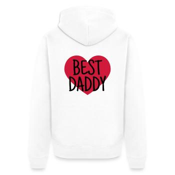 Papa Fête des Pères Naissance Bébé Anniversaire - Veste à capuche bio Premium Unisexe - blanc - Dos - Thijin (182cm)