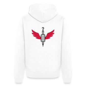 Tätowierer / Zeichnung / Tattoo / Tattooist - Unisex Premium Bio Zip Hoodie - Weiß - Hinten - Thijin (182cm)