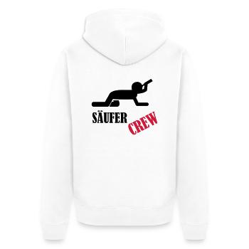 saeufer_crew - Unisex Premium Bio Zip Hoodie - Weiß - Hinten - Thijin (182cm)