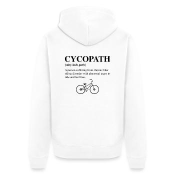 Cycopath Noun - Unisex Premium Organic Zip Hoodie - white - Back - Thijin (182cm)
