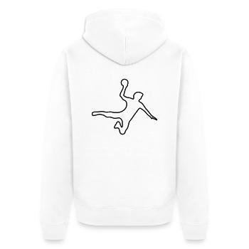 handball - Unisex Premium Bio Zip Hoodie - Weiß - Hinten - Thijin (182cm)