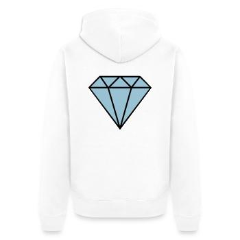 diamant icon - Unisex Premium Bio Zip Hoodie - Weiß - Hinten - Thijin (182cm)