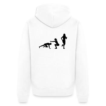 Sport - Frau Fitness - Unisex Premium Bio Zip Hoodie - Weiß - Hinten - Thijin (182cm)