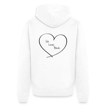 Ich liebe Dich - Unisex Premium Bio Zip Hoodie - Weiß - Hinten - Thijin (182cm)