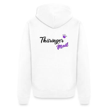 Thüringer Madel - Unisex Premium Bio Zip Hoodie - Weiß - Hinten - Thijin (182cm)